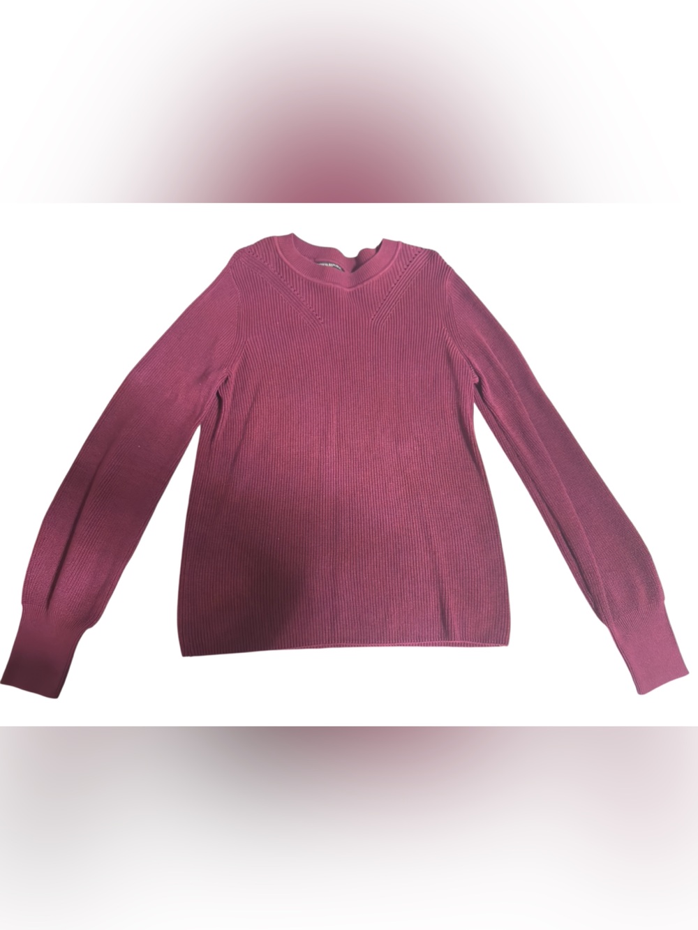 Banana Republic Women’s Burgundy Ribbed Crew Neck Cotton Blend Sweater Medium
